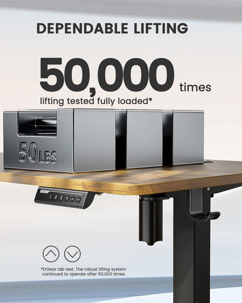 ErGear Electric Standing Desk Height Adjustable 120 x 60cm, Sit Stand Desk with 4 Memory Smart Pannel for Home Office with Splice Board