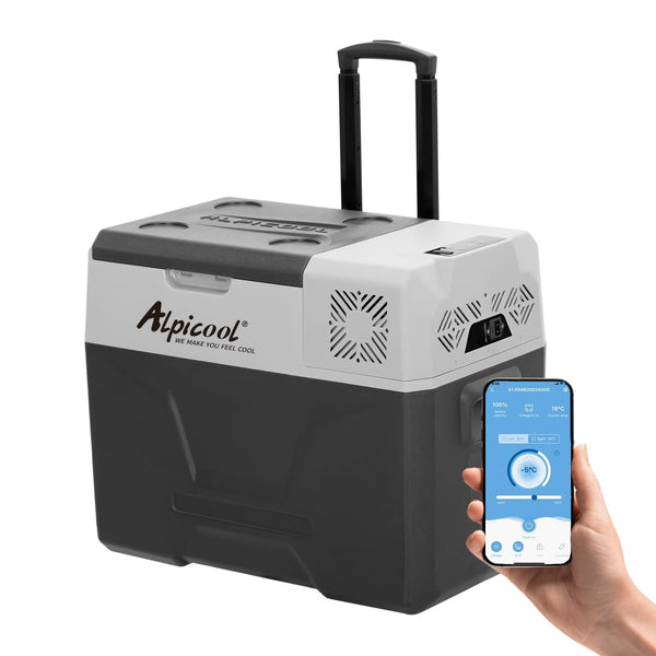 Alpicool CX30 30L Compressor Car Refrigerator, Portable Camping Fridge DC 12v Freezer for Truck, Campervan, RV, Boat, -20℃ to 20℃, with Telescopic Handle, USB Socket