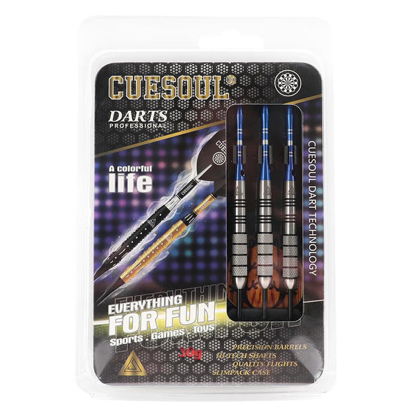 CUESOUL 90% Tungsten Steel Dart 22/24/26/28/30 Grams Darts Set Center Weighted Enhanced Control, Knurled Surface Supergrip, Aluminum Shafts Case