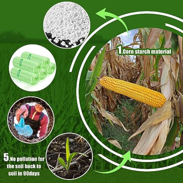 100 x 10 Liter Green Bin Bags, 18.9 * 23.2in Portable Food Waste Bag Small Kitchen Bin Liners Food Caddy Bag with Handle for Office Bathroom Kitchen Garbage