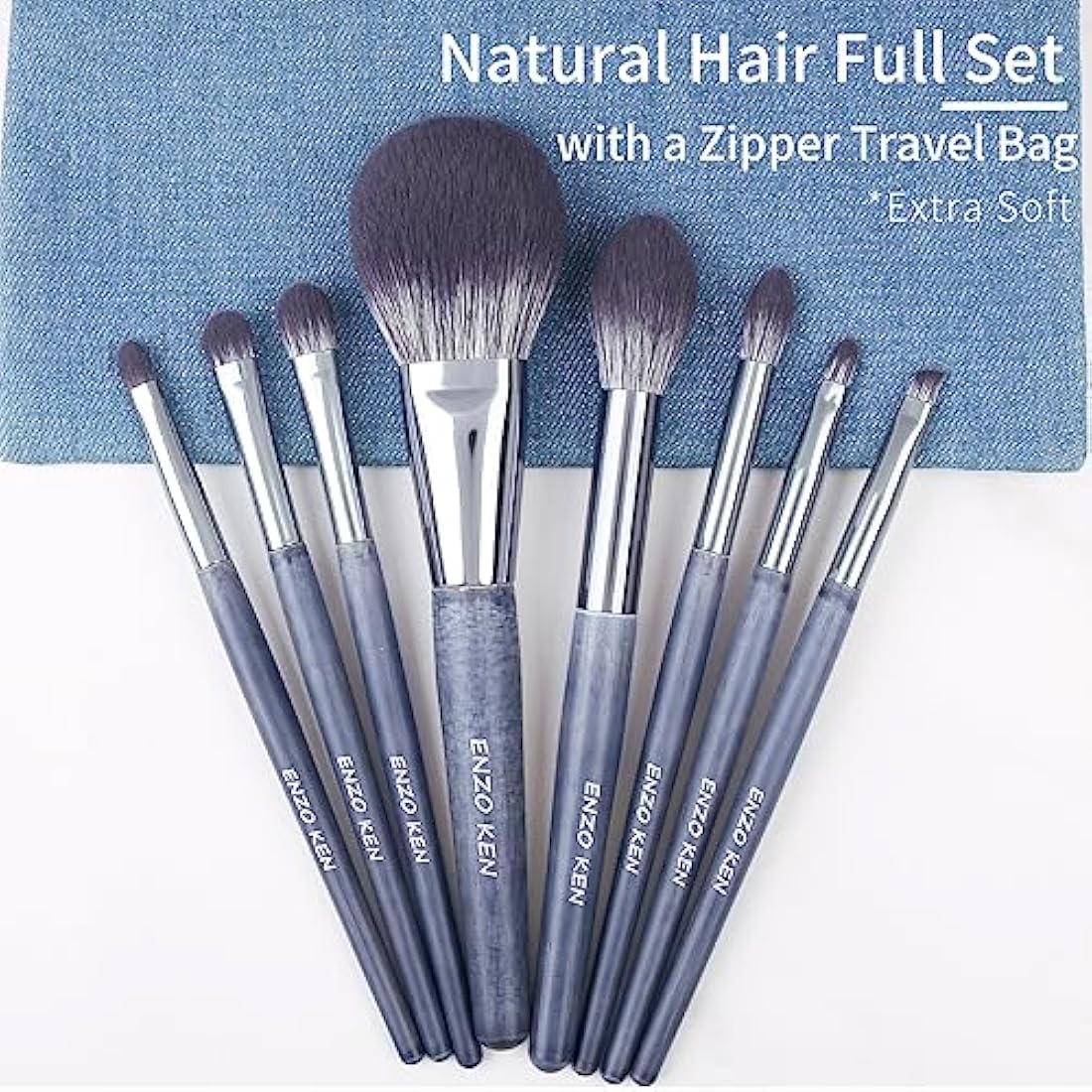 ENZO KEN Natural Purple Badger Hair Makeup Brushes Set Professional, Walnut Makeup Brush Set with Case, Cosmetic Brushes Makeup Set, Natural Bristle Makeup Brush - ShuiMo