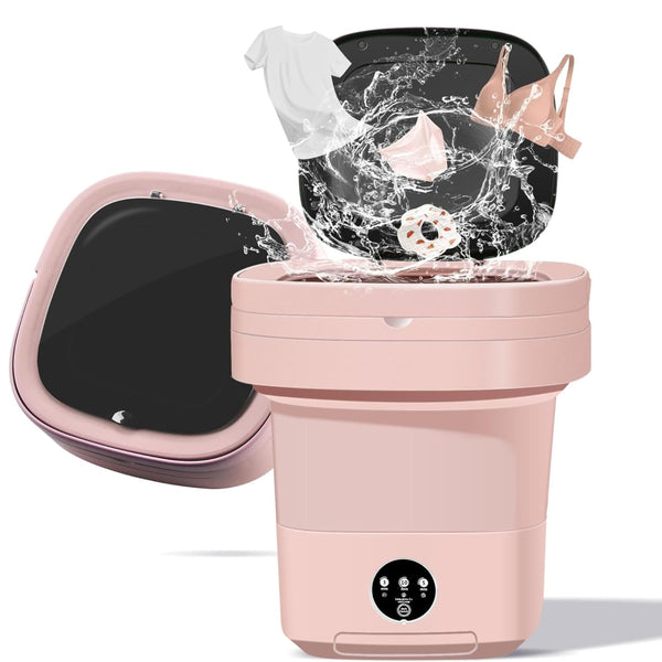 Portable Washing Machine, 11L Foldable Washer & Spin Dryer with Laundry Bag & Drying Net & Microfiber Cloths, Laundry Machine with 3 Cleaning Modes for Baby Clothes and Underwear (Blue)