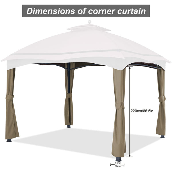 ABCCANOPY Replacement Corner Curtains for Lowe's Allen Roth 10X12 Gazebo #GF-12S004B-1 (Khaki)