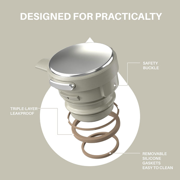 IDEUS Vacuum Insulated Coffee Carafe, 68 oz (2 Liters) Stainless Steel Milk Jug Thermal Tea Pot Hot & Cold Water Beverage Dispenser (Celadon)