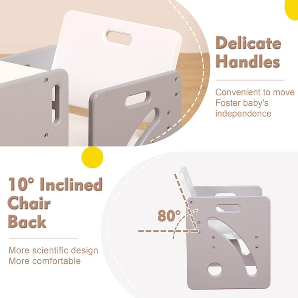 FUNLIO Montessori Weaning Table and Chair Set for Toddlers Age 1-3, Height Adjustable Toddler Table and Chair Set, Cube Kids Table Chair for