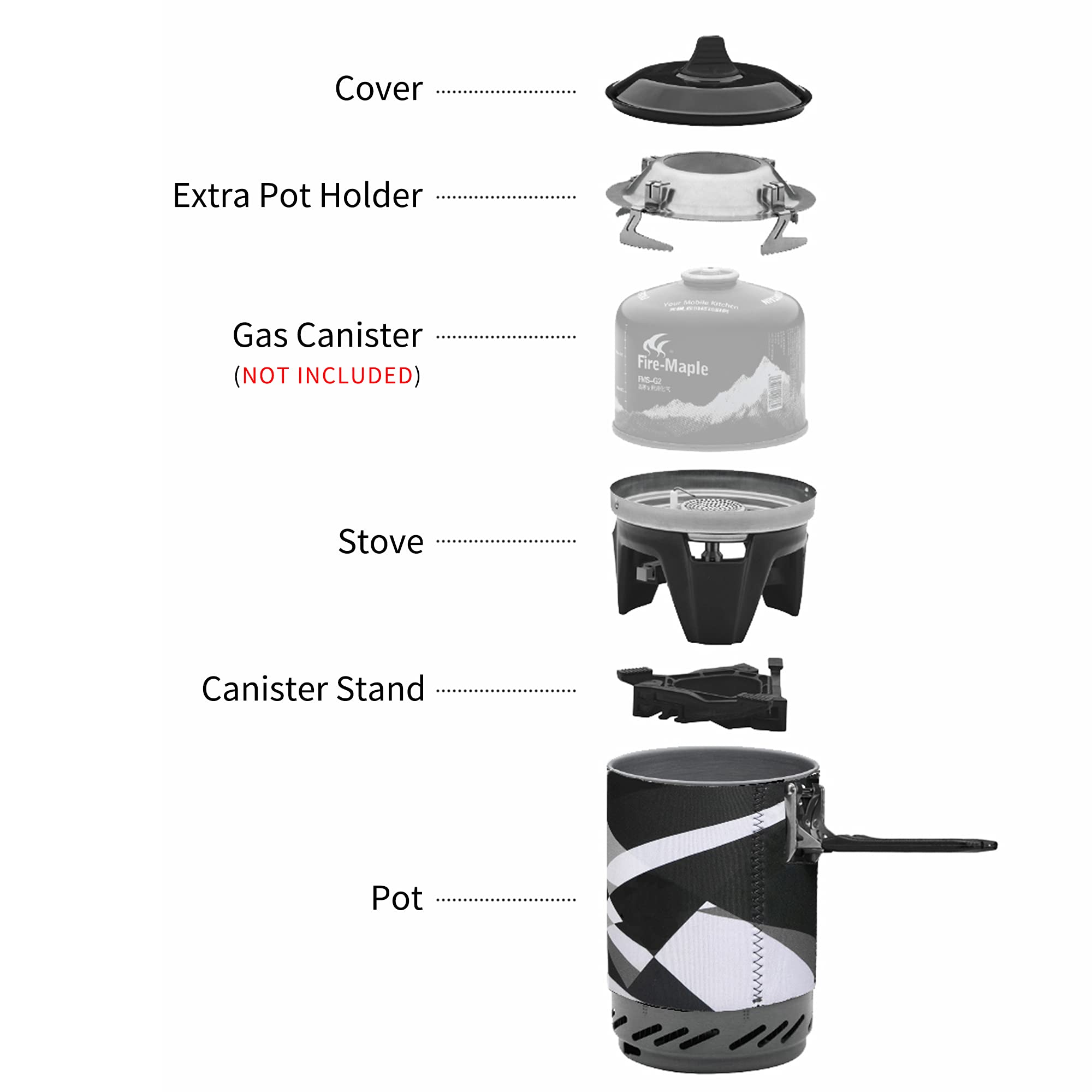 Fire-maple FMS-X2 Personal Cooking System Outdoor Hiking Camping Equipment Oven with Piezo Ignition POT Support & Stand for Outdoor Acitivities- Portable Propane Gas Stove Burner