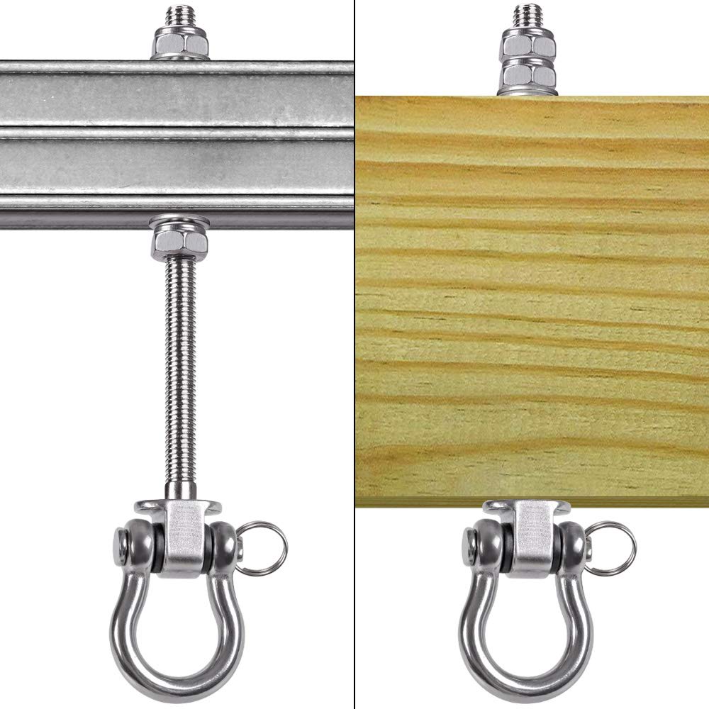 BeneLabel 6pcs Hanging Bolts 21cm Hammock Swing Hanger Carabiner Hook, Swive Stainless Steel Mounting Kit Set for Indoor Outdoor Playground Chair Yoga