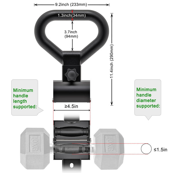 SELEWARE Versatile Steel Dumbbell to Kettlebell Converter Handle, Non-Slip Ergonomic Grip, Quick Installation Fits Most Dumbbells Up to 100lbs