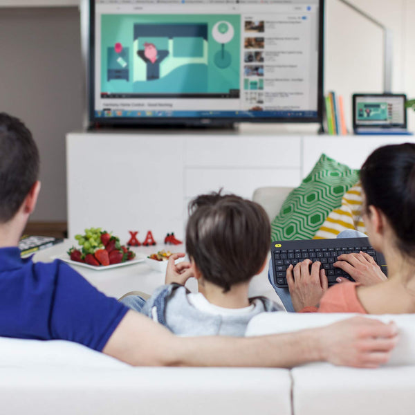 Logitech K400 Plus Wireless Touch TV Keyboard With Easy Media Control and Built-in Touchpad, HTPC Keyboard for PC-connected TV, Windows, Android, Chrome OS, Laptop, QWERTY UK English Layout - Black