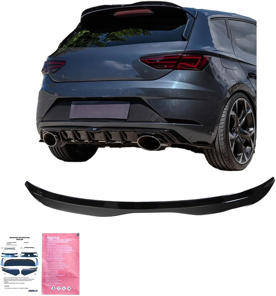 Oneway Roof Spoiler (Cap) compatible with Seat Leon (5F) HB Cupra 2013-2020 - Gloss black
