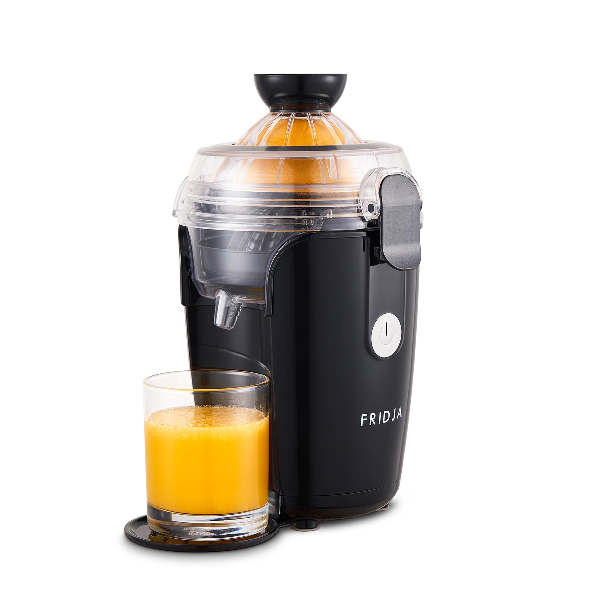 Fridja F800 Automatic Citrus Juicer - One-Touch Operation, No Spills or Splashes, Easy to Clean, Stainless Steel, Black, Ideal for Oranges, Lemons,