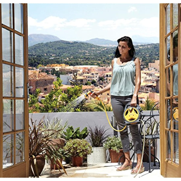 HOZELOCK - Mini Reel "Pico Reel" 10m : Ideal for Patios, Balconies and Small Gardens, Compact Streamlined Reel, Effortless Rewinding, Supplied with 1 Multi Spray Gun: Ready to Use [2425 0000]