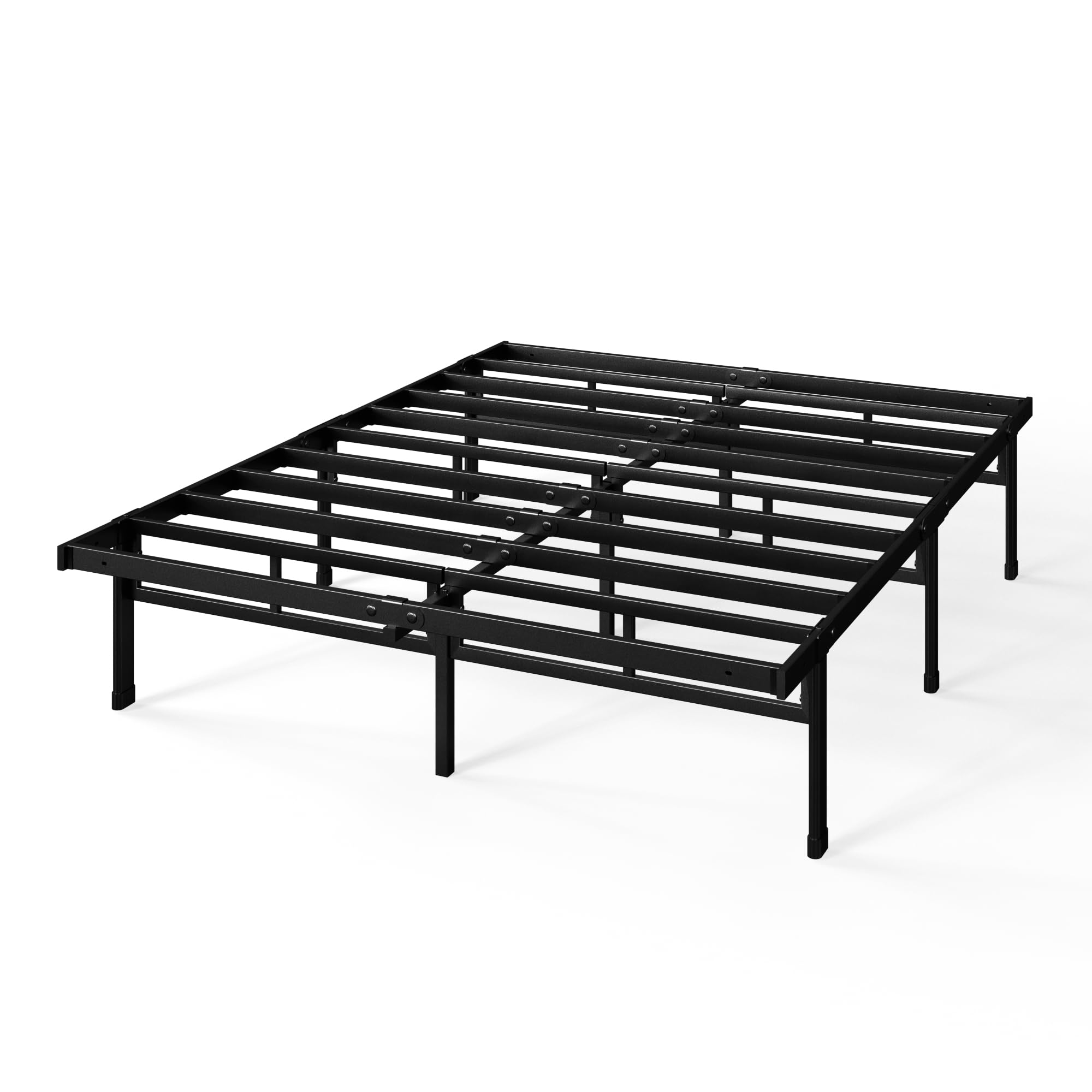 ZINUS Justin Double Bed frame - Bed 135x190 cm - 36cm Height - Metal bed frame with Underbed storage and steel slat support - Black