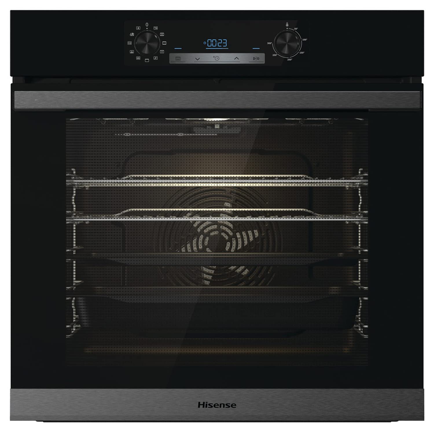 Hisense BI64211PB 77 Litre Built In Electric Single Oven With Pyrolytic Cleaning, Pizza Mode, Multiphase Cooking- Black 22x23x23 inches (LxWxH) - A+ Rated, Extra Large