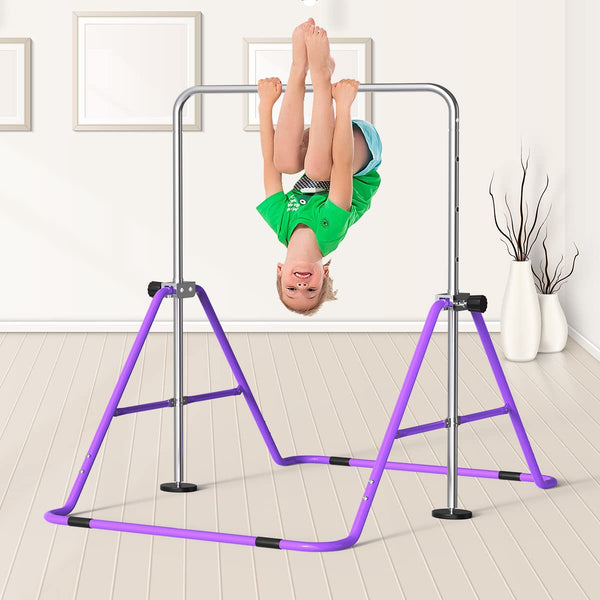 FBSPORT Gymnastics Bar, Folding Horizontal Bar Gymnastics Equipment for Kids Home Training, Expandable Gymnastics Training Bar Junior with Adjustable Height for Girls Boys