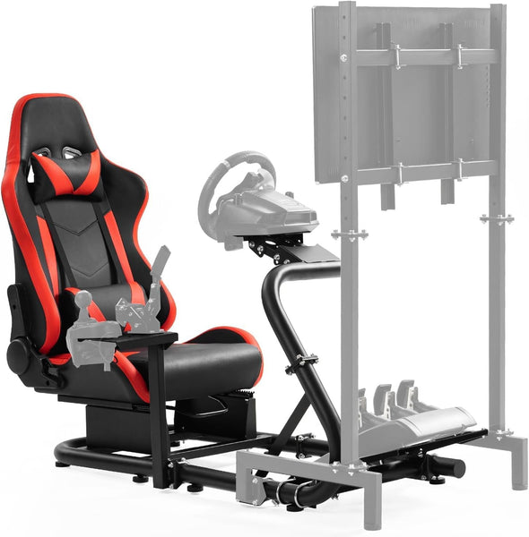 Minneer Racing Simulator Cockpit Universal Steering Wheel Stand with Seat suitable for Logitech G25 G27 G29 G920 G923 Thrustmaster T300 Fanatec, Racing wheel, Pedal not Include