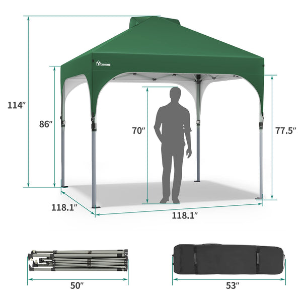 YITAHOME 2.5x2.5M Instant Heavy Duty Pop Up Gazebo, Waterproof Folding Garden Camping Party Tent Canopy Marquee with Roller Bag for Patio Markets Beach