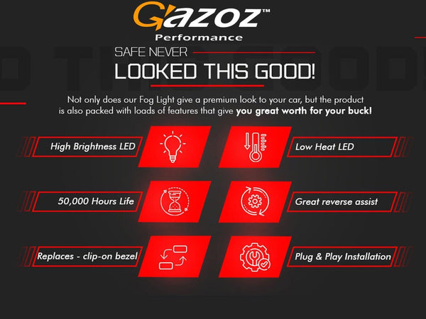 GAZOZ PERFORMANCE F1 Style 4th Brake/Fog Light Kit Rear Bumper - Plug and Play Brake Light Compatible with 2022-2024 Subaru WRX VB - Clear Lens Red Bar - Functions as Tail Lamp & Brake Lamp