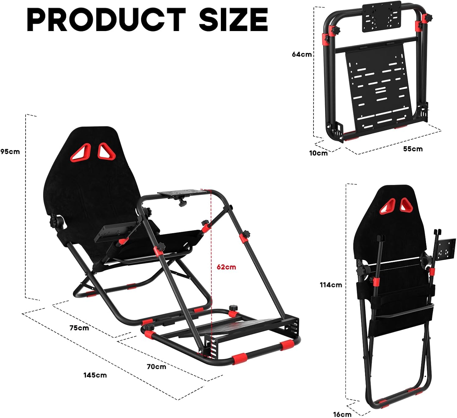 DIWANGUS 2 in 1 Racing Simulator Cockpit with Foldable Seat Sim Racing Cockpit Steering Wheel Stand Chair Gaming Rig for Logitech G29 G920 G923 G27 G25 Thrustmaster T248X T248 T300RS T150 458