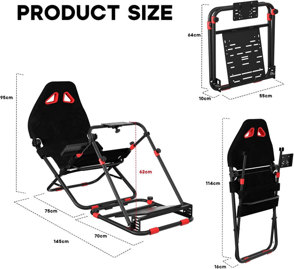 DIWANGUS 2 in 1 Racing Simulator Cockpit with Foldable Seat Sim Racing Cockpit Steering Wheel Stand Chair Gaming Rig for Logitech G29 G920 G923 G27 G25 Thrustmaster T248X T248 T300RS T150 458