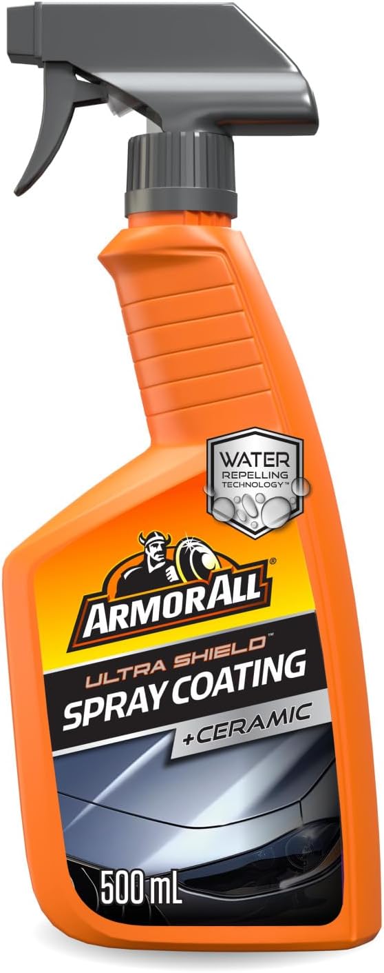 Armor All Ultra Shield + Ceramic Spray Coating Spray 500ml, Triple Action Ceramic Coating Formula for a Clean and Shiny Car, Water Beading and Dirt Repelling Technology to Prevent Stains