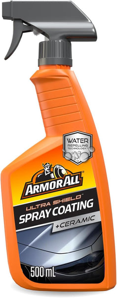 Armor All Ultra Shield + Ceramic Spray Coating Spray 500ml, Triple Action Ceramic Coating Formula for a Clean and Shiny Car, Water Beading and Dirt Repelling Technology to Prevent Stains