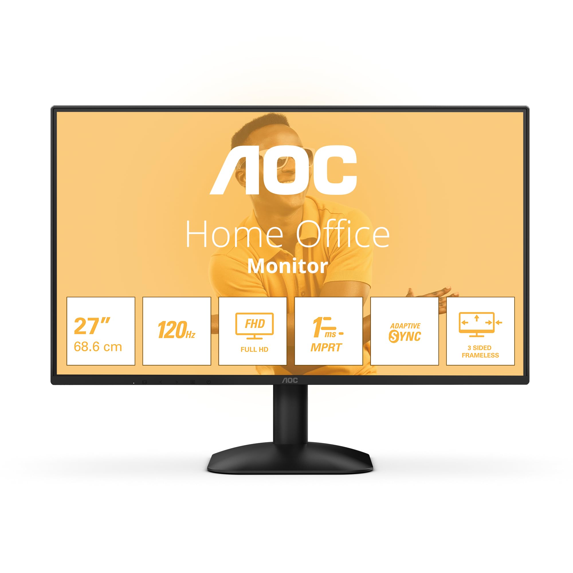 AOC 27B3CA2 - 27 Inch FHD Monitor, 100Hz, IPS, Speakers, USB-C Connectivity, FlickerFree, Adaptive Sync, LowBlue (1920 x 1080, 250 cd/m2, HDMI 1.4 / USB-C 65W Power delivery)