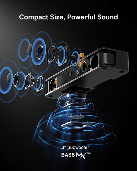 ULTIMEA 4.1ch Sound Bar for Smart TV with Subwoofer, App, Peak Power 200W, 2-in-1 Detachable Bluetooth 5.3 Soundbar, Bass Adjustable, 3 EQ Modes TV Sound Bar, ARC/Optical/Aux, Apollo S50 2025 Version