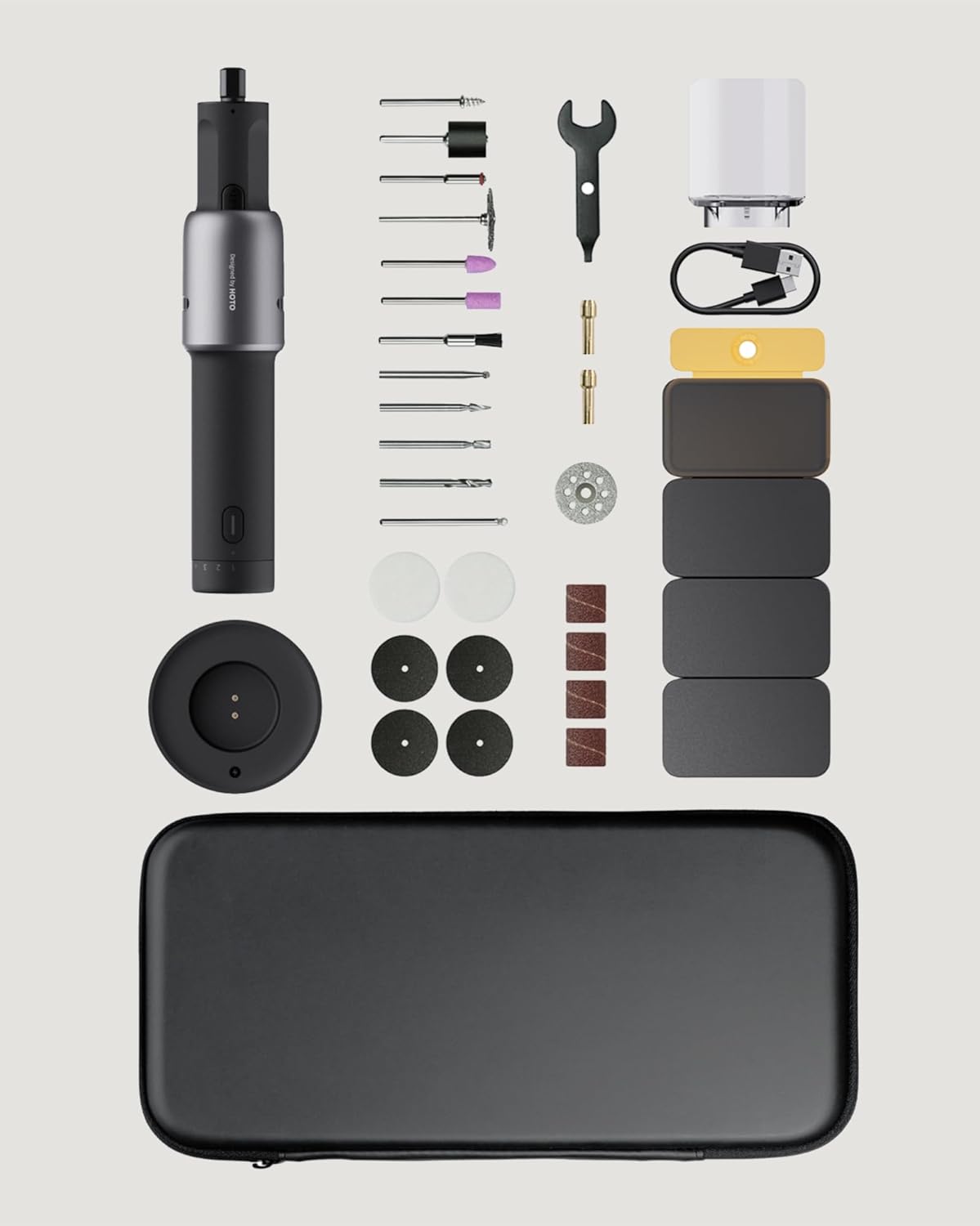 HOTO 4V Mini Cordless Rotary Tool Kit, 25000RPM, 5-Speed USB-C Rechargeable Rotary Tool with 35 Accessories, LED Light, Power Tool for 3D Printer Sanding, Polishing, Drilling, Carving, DIY Crafts