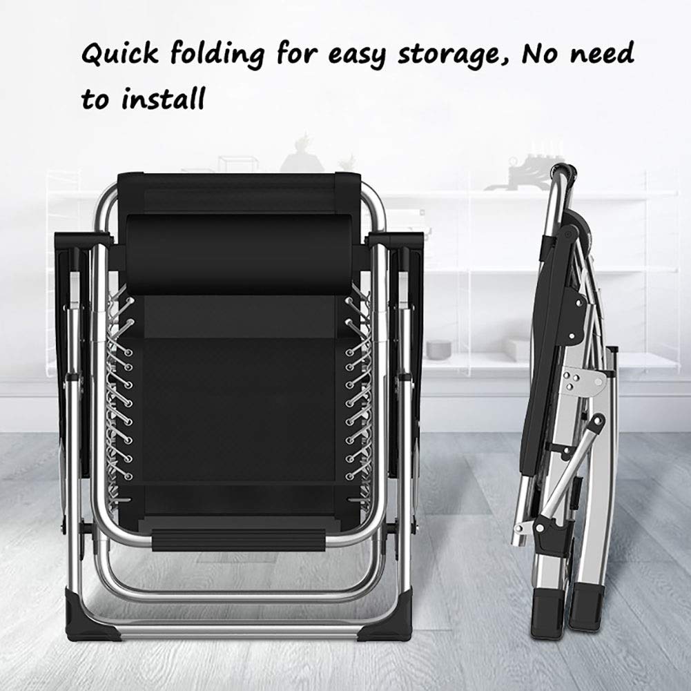 DQCHAIR Outdoor Reclining Zero Gravity Chair with Cup Holder, Extra Wide Adjustable Lounger Chair for Patio Garden Beach Pool, With Cushions Support 200kg (Black1)