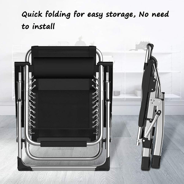 DQCHAIR Outdoor Reclining Zero Gravity Chair with Cup Holder, Extra Wide Adjustable Lounger Chair for Patio Garden Beach Pool, With Cushions Support 200kg (Black1)