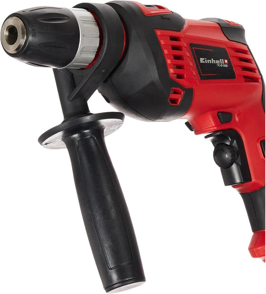 Einhell TC-ID 1000 E Impact Drill | Hammer Drill With Auxiliary Handle, Soft Grip, Speed Control | 1010W Electric Drill With Percussion Hammer Drilling Function , Red