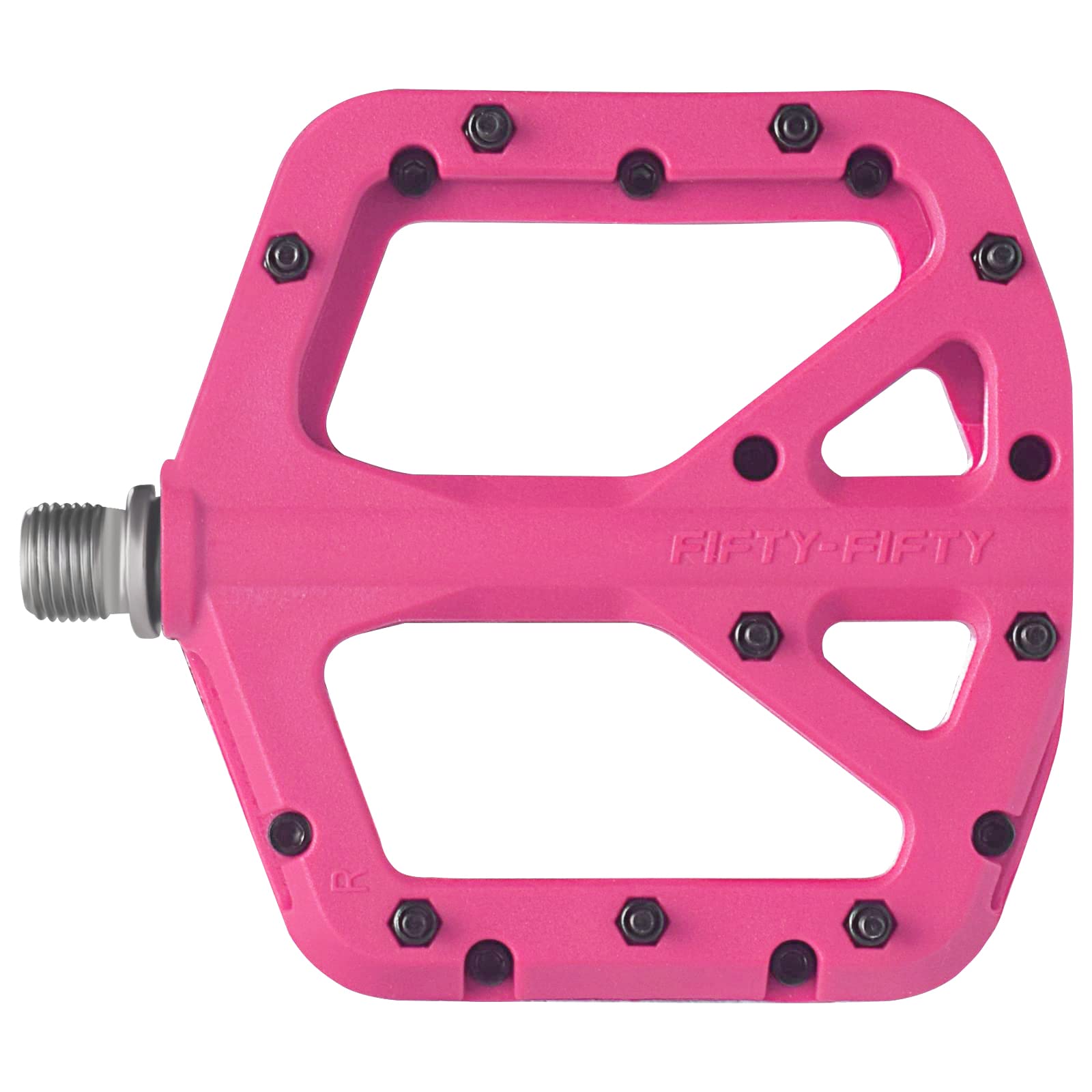 FIFTY-FIFTY Mountain Bike Pedals, Non-Slip MTB Nylon Composite, 9/16" Bicycle Pedals, Lightweight and Wide Flat Platform (Pink)