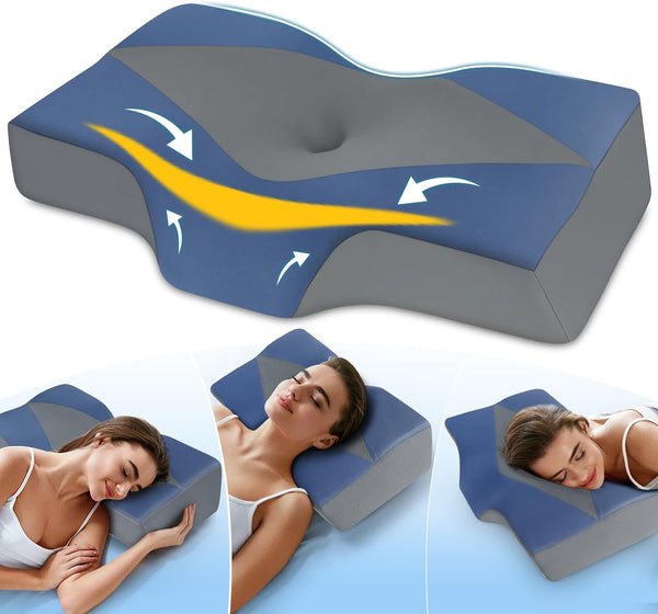 Hydomi Neck Support Pillow for Sleeping Side Sleeper Pillow for Neck Shoulder Pain Relief: Ergonomic Cervical Memory Foam Pillow for Adults - Cooling
