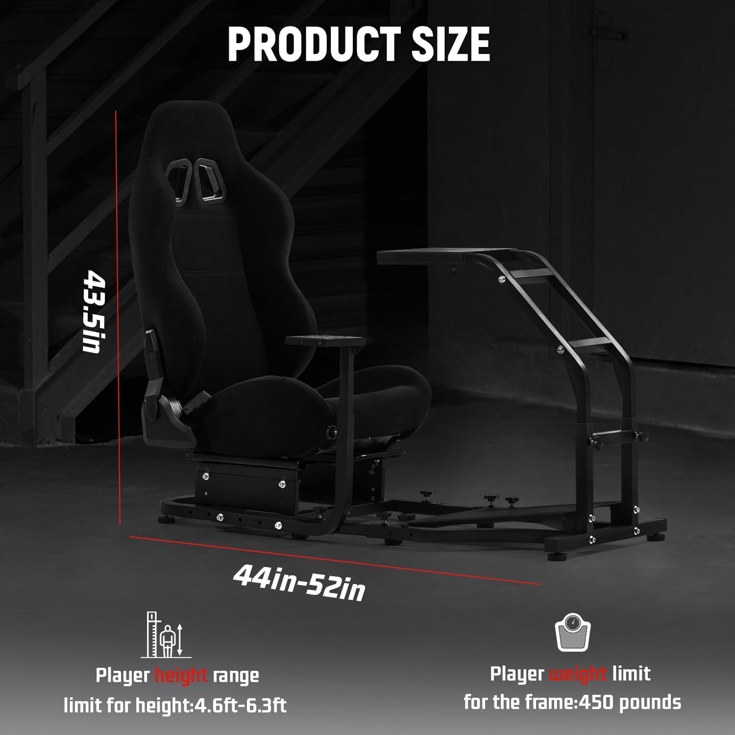 Dardoo Racing Simulator Cockpit with Adjustable Racing Seat Fits for Logitech G29 G920 G923, Thrustmaster T150 T300RS GT Racing Steering Wheel Stand, Not Included Wheel Shifter and Pedals