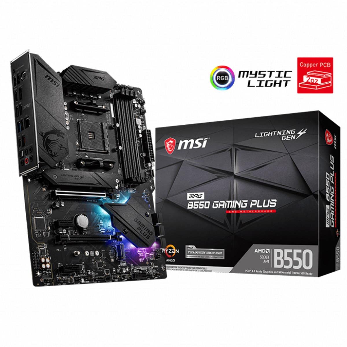 MSI MPG B550 Gaming Plus (ATX AMD AM4 DDR4 M.2 USB 3.2 Gen 2 HDMI ATX Gaming Moederboard AMD Ryzen™ 5000 processors