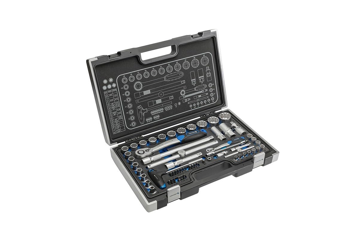 Högert Technik - Tool Set I Socket Spanner, Bits and Equipment 1/4 Inch I Alloy Chrome Vanadium Steel I Drop Forged I Ratchet Mechanism with 72 Pawls I HT1R464-34 Pieces