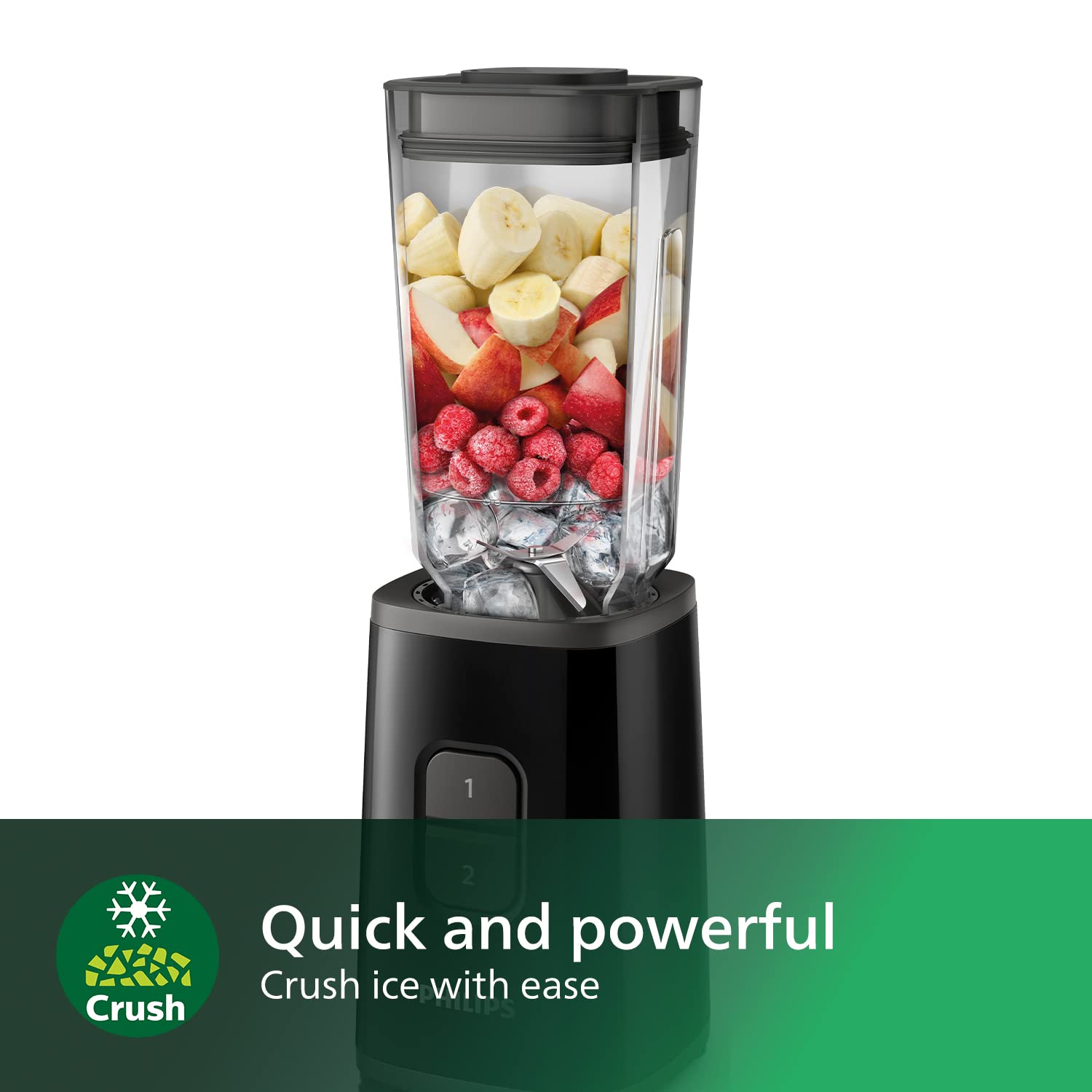 Philips Daily Collection Mini Blender and Smoothie Maker, 350W, 1L Jug, On-the-go Tumbler, Dishwasher Safe, Recipe App, 2 Speeds, Ice Crush, Quick