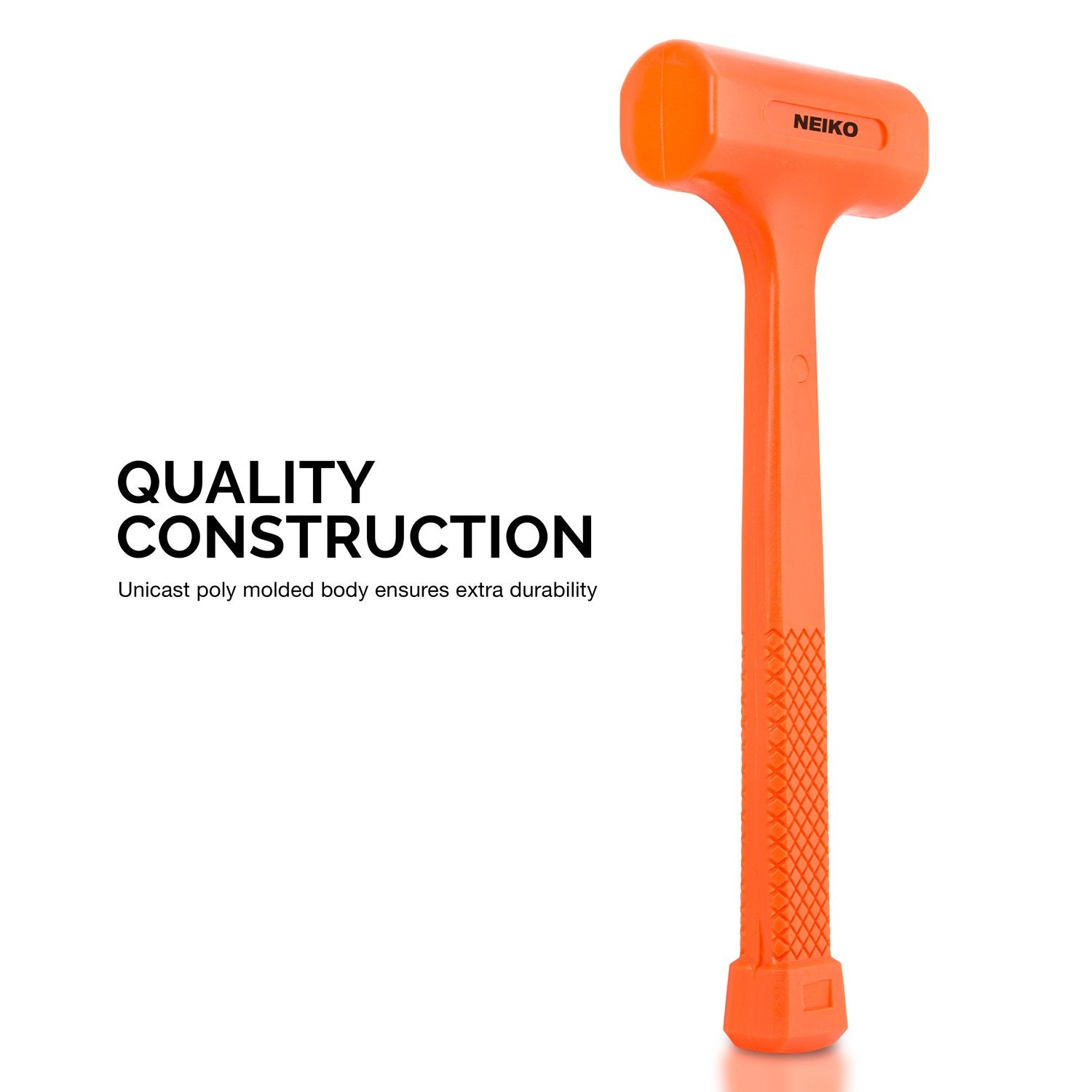 Neiko 02847A 2 LB Dead Blow Hammer, Neon Orange I Unibody Molded | Checkered Grip | Spark and Rebound Resistant