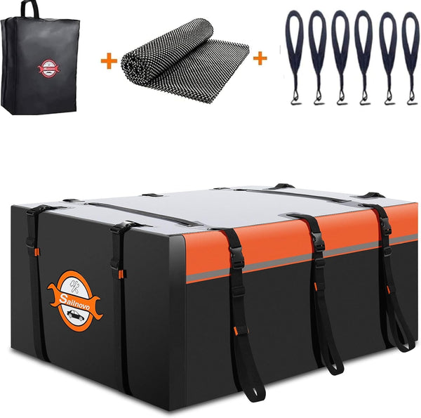 Sailnovo Roof Box Roof Bag 580L/20 Cubic Waterproof Car Roof Bag with 6 Door hooks, Soft-Shell Large Roof Cargo Carrier Bags for Cars without/with Roof Bars/Rack/Rails, Black
