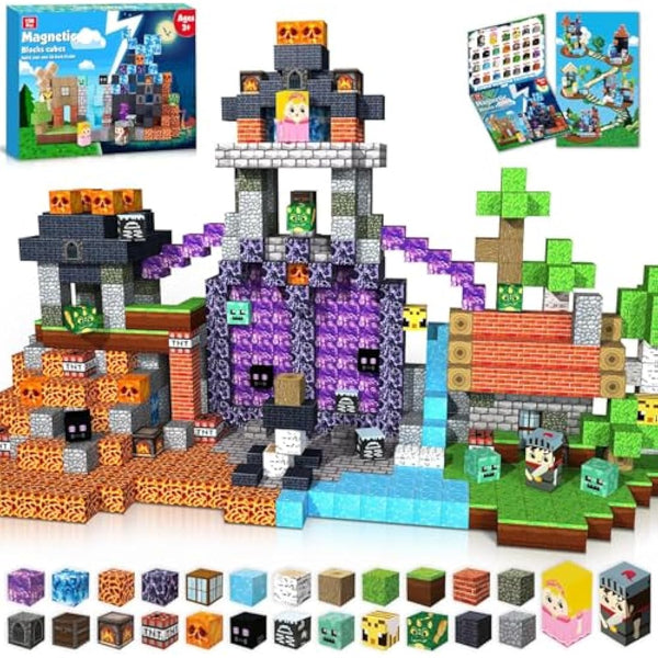 GraceDuck Magnetic Blocks - 150 PCS Build Dark Hell Forest Castle - Magnetic Toys for Montessori Toddler Christmas Birthday Gifts - STEM Sensory Toys for 3 4 5 6 7 8 9 10 Year Old