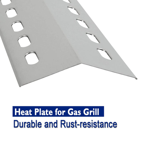 GriHero 4-Pack Stainless Steel Burner Cover for Weber, Charbroil, Kenmore, Outback Spectrum - 41 cm x 14 cm Flame Distributor BBQ Heat Plate Gas Grill