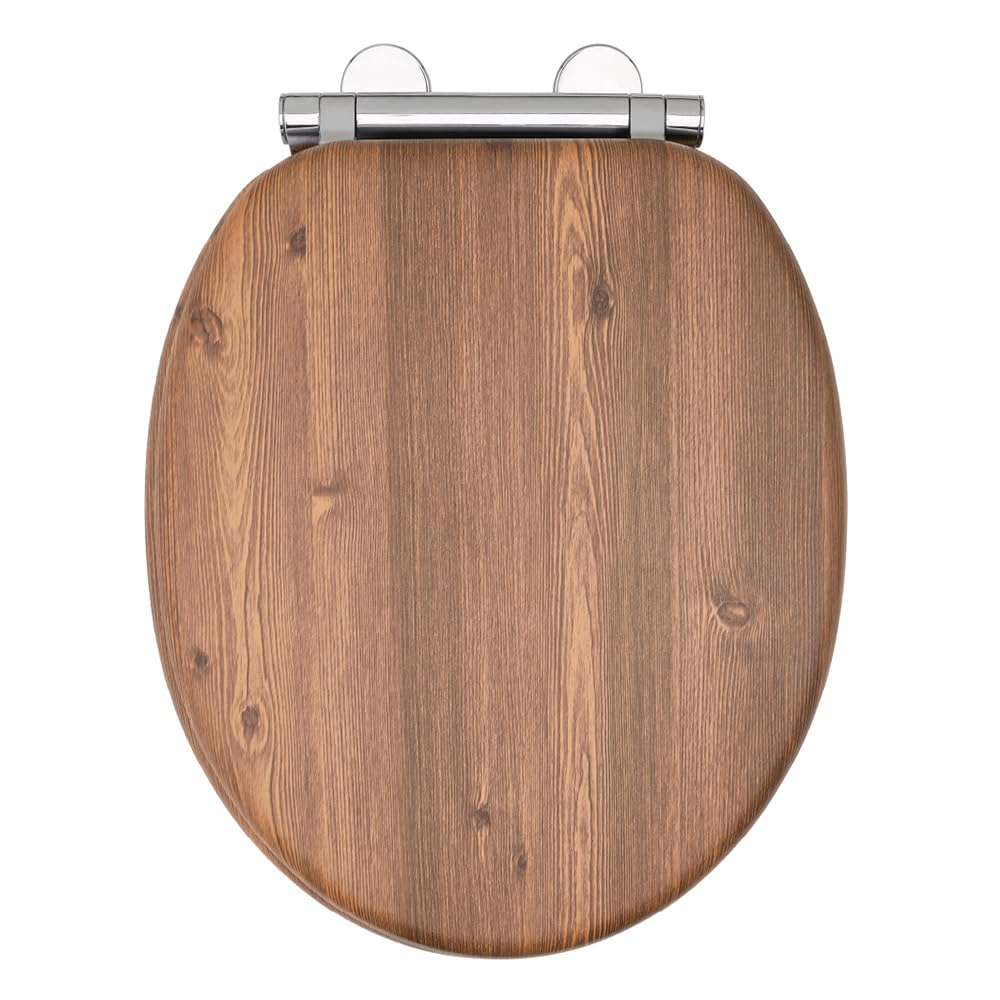 AQUALONA® Luxury Soft Close Toilet Seat - Moulded Wood - Stainless Steel Slow Close Hinges - Click, Lift & Clean Technology (Bamboo Toilet Seat)