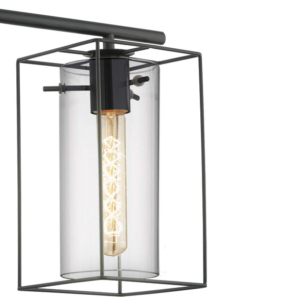 Eglo Loncino Pendant lamp, 3-Flame Vintage Pendant lamp, Hanging lamp Made of Steel, Colour: Black, Glass: Tinted Glass, Socket: E27, L: 74.5 cm/29.3