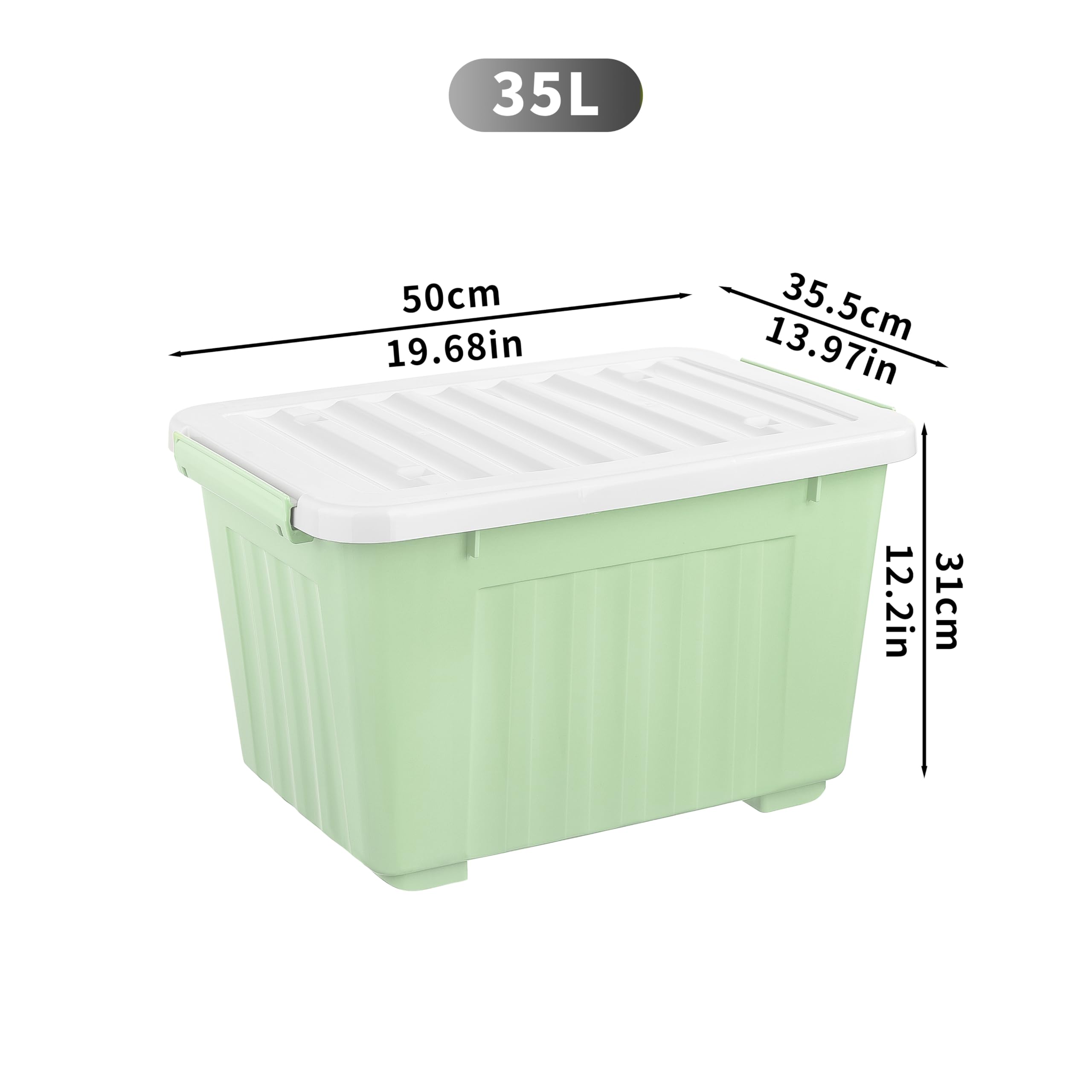 Cetomo 35L*3 Storage Boxes with Wheels, Plastic Storage Box with Lid, Latching Buckles, Click Closure, Stackable, Nesting, Durable Organizer for Home