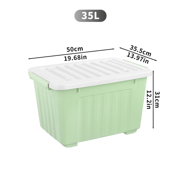 Cetomo 35L*3 Storage Boxes with Wheels, Plastic Storage Box with Lid, Latching Buckles, Click Closure, Stackable, Nesting, Durable Organizer for Home