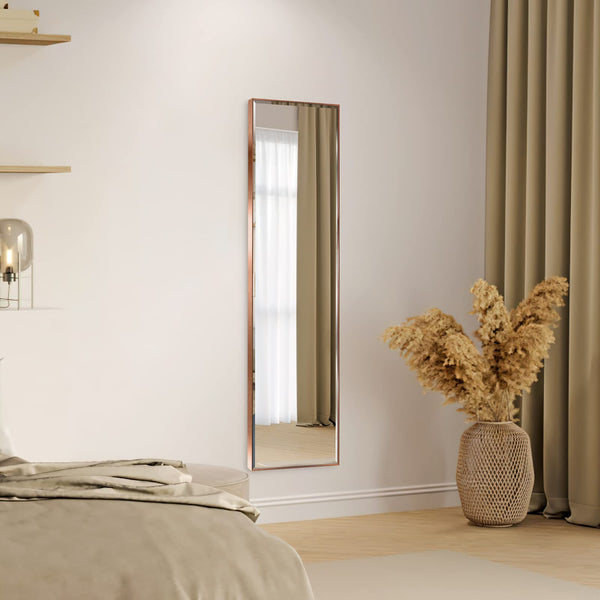 HORLIMER Full Length Wall Mirror with Rose Gold Frame, 122x35cm(14x48 inches) Large Body Door Mirrors for Living Room Bedroom Bathroom