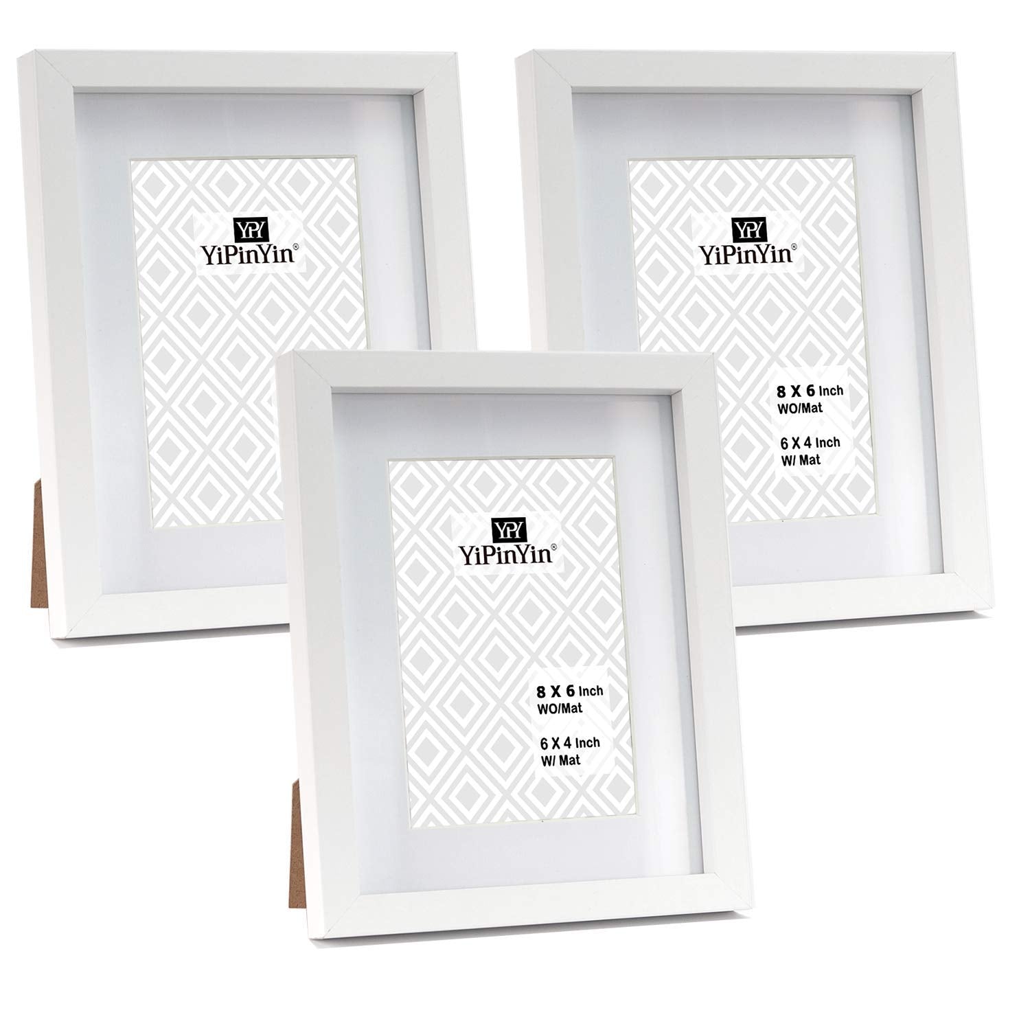 Black 50x70cm Boxed Picture Frames Set of 3 with Mounts for 40x60cm, 70x50cm poster frame with Acid Free mount for 40x60cm photo (Black 3Pack)