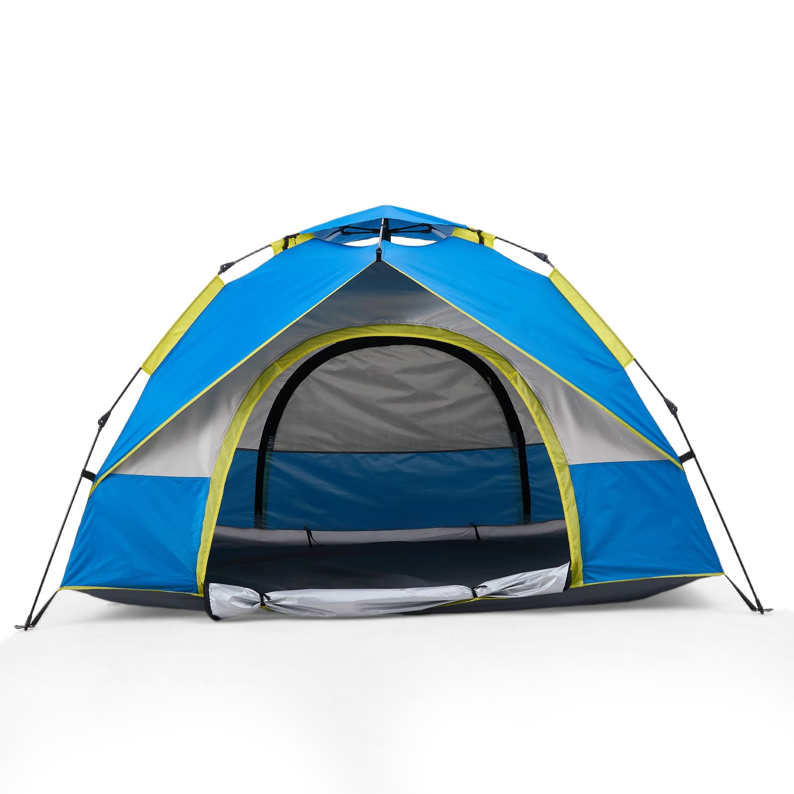 Warmiehomy Camping Tent, 3-4 Person Pop up Tent, Automatic Waterproof Dome Tent with 2 Mesh Doors, 2 Mesh Windows, Roof Skylights, Outdoor Camping Tents for Garden Fishing Picnic