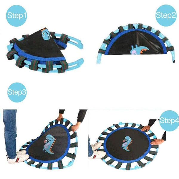 38'' Kids Trampoline Mini Foldable Fitness Trampoline with Adjustable Handrail and Safety Padded Cover Exercise Foldable Bungee Rebounder Indoor